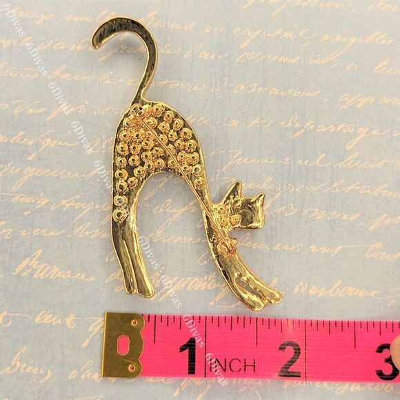 Cat Brooch with sparkling crystals - Picture 7 of 7